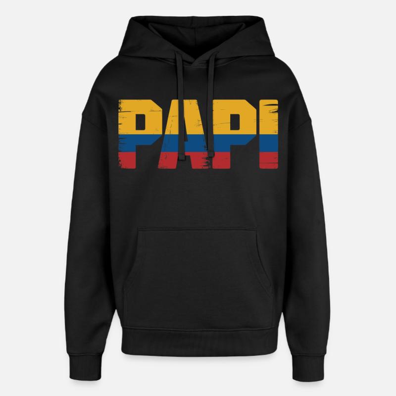 Daddy Colombia Flag – Gift for - Oversized Unisex Hoodie by Stanley/Stella - black