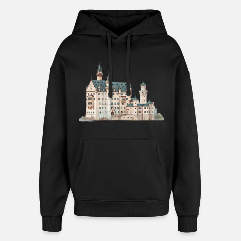 Märchenburg Neuschwanstein, Bavière, Allemagne - Sweat à capuche unisexe Stanley/Stella Oversized - noir