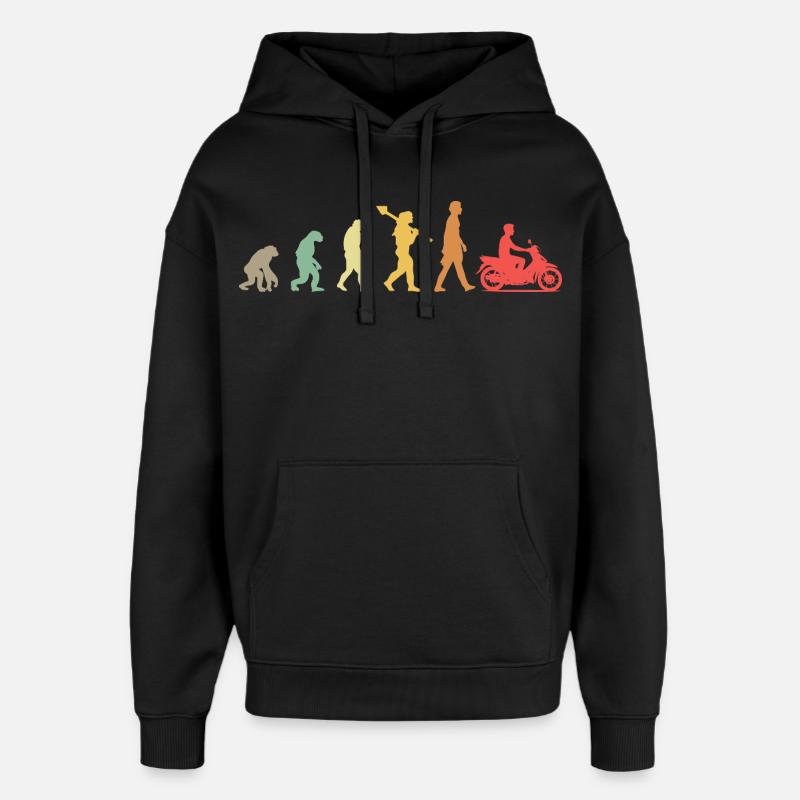  Evolution Moped Mofafahrer - Oversized Unisex Hoodie von Stanley/Stella - Schwarz