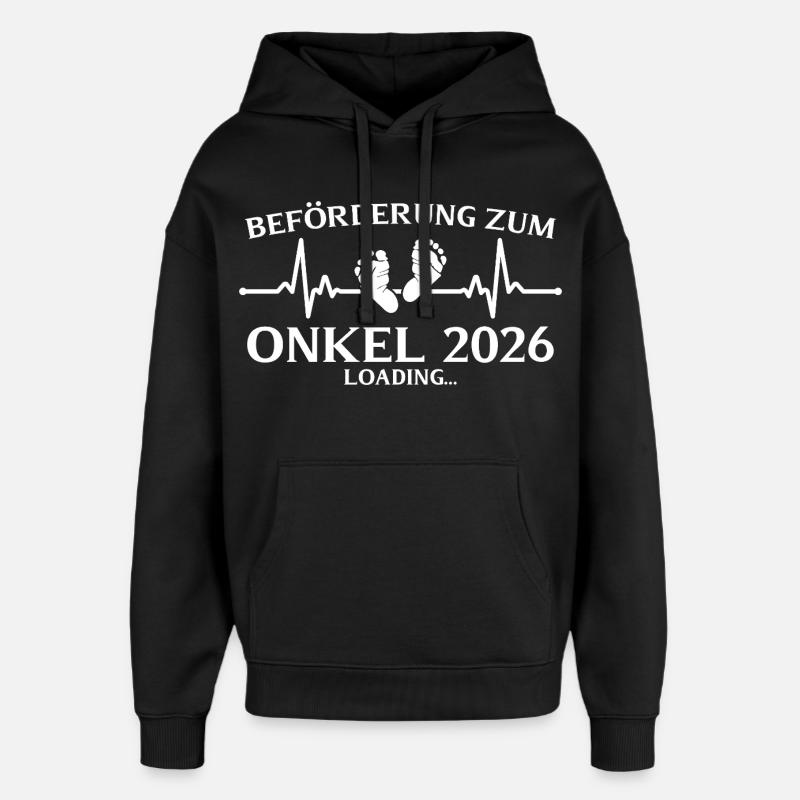 Onkel 2026 loading Schwangerschaftsankündigung - Oversized Unisex Hoodie von Stanley/Stella - Schwarz