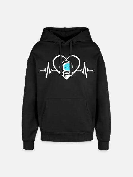 Astronaut Heart Cosmos Space Helmet - Oversized Unisex Hoodie by Stanley/Stella - black