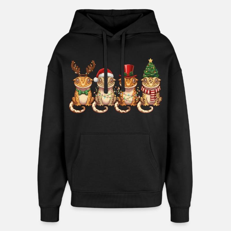 Kronengecko Weihnachtsmann Weihnachtsbeleuchtung - Oversized Unisex Hoodie von Stanley/Stella - Schwarz