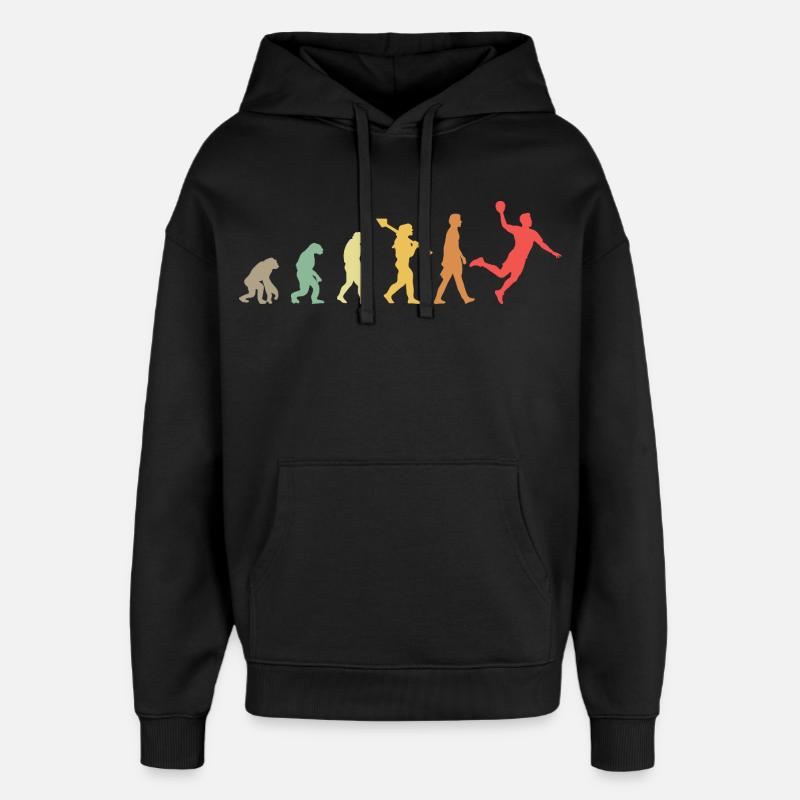 Évolution du handball Développement rétro - Sweat à capuche unisexe Stanley/Stella Oversized - noir