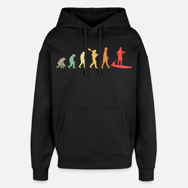 Kayak Evolution Kajak Entwicklung Retro - Oversized Unisex Hoodie von Stanley/Stella - Schwarz