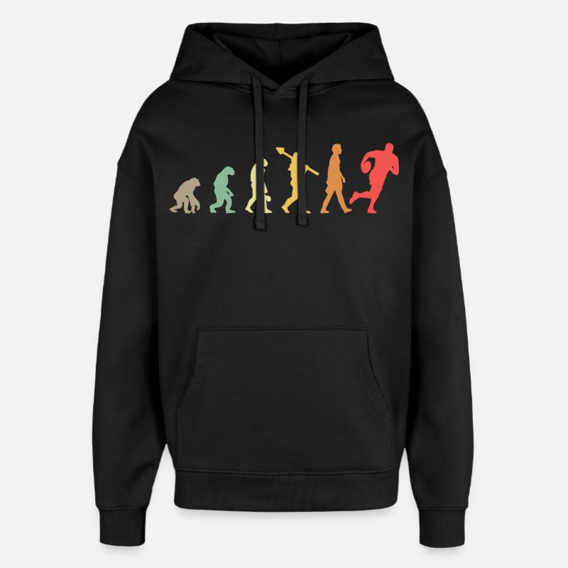 Evolution Rugby Spieler Rugby Entwicklung Retro - Oversized Unisex Hoodie von Stanley/Stella - Schwarz