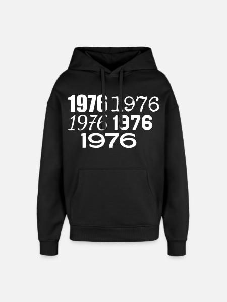 1976 - Oversized Unisex Hoodie by Stanley/Stella - black