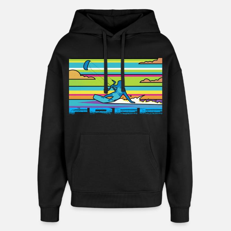 Le kitesurf - Sweat à capuche unisexe Stanley/Stella Oversized - noir