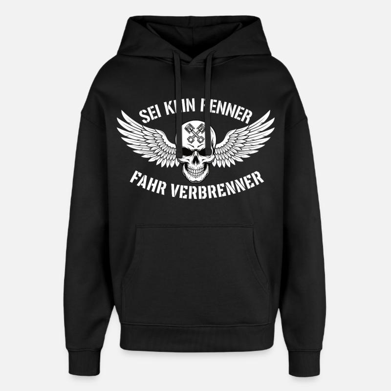 Ride Combustion Engine – Biker Skull Statement - Oversized Unisex Hoodie by Stanley/Stella - black