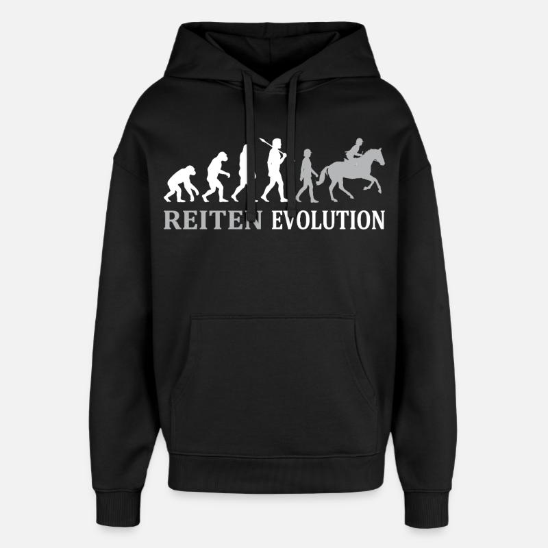 Reiten Evolution – Vom Affen zum Reiter - Oversized Unisex Hoodie von Stanley/Stella - Schwarz