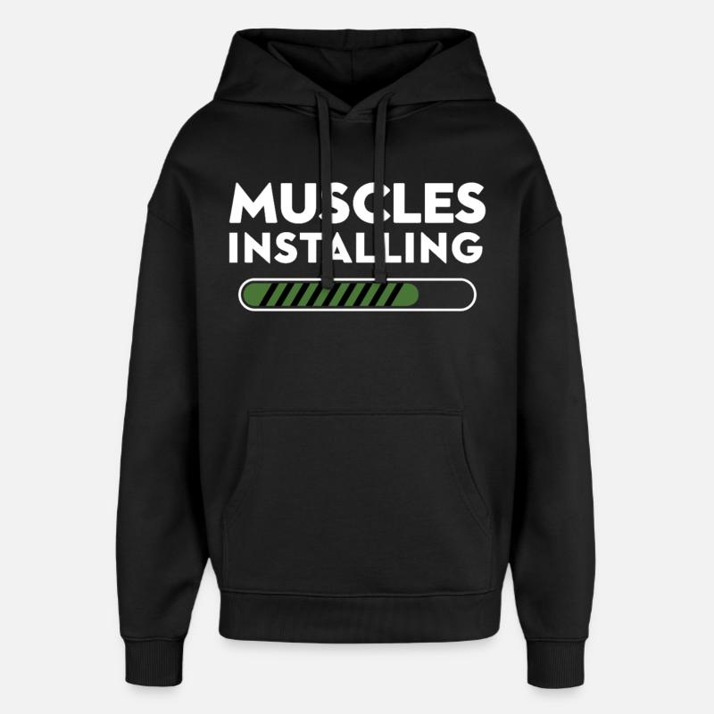 Muscles Installing Progress Graphic - Oversized Unisex Hoodie by Stanley/Stella - black