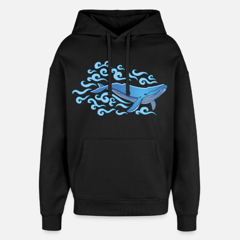 Blåvalen - Stanley/Stella Oversized Huvtröja Unisex - svart