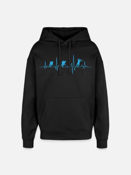 Hockey Ishockey Heartbeat Ishockeyspelare - Stanley/Stella Oversized Huvtröja Unisex - svart