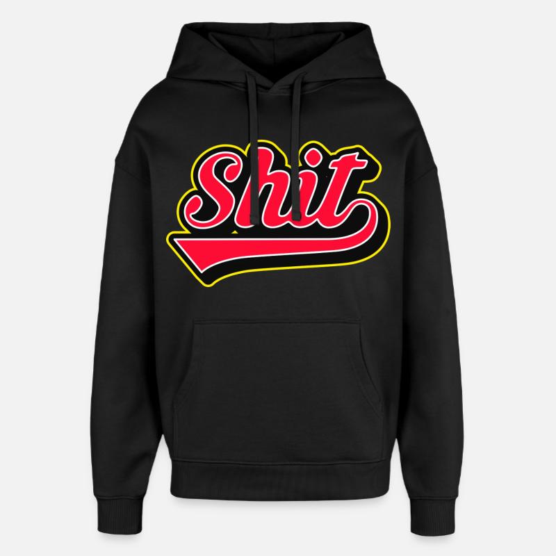 Shit Word Script Logo - Oversized Unisex Hoodie by Stanley/Stella - black