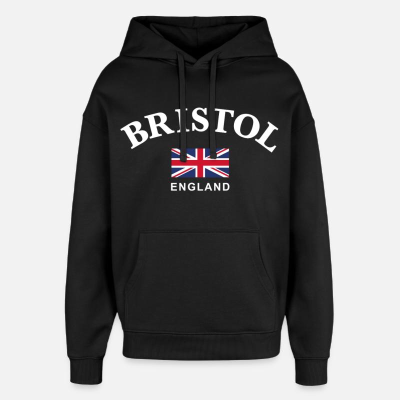 Bristol, Angleterre - Sweat à capuche unisexe Stanley/Stella Oversized - noir