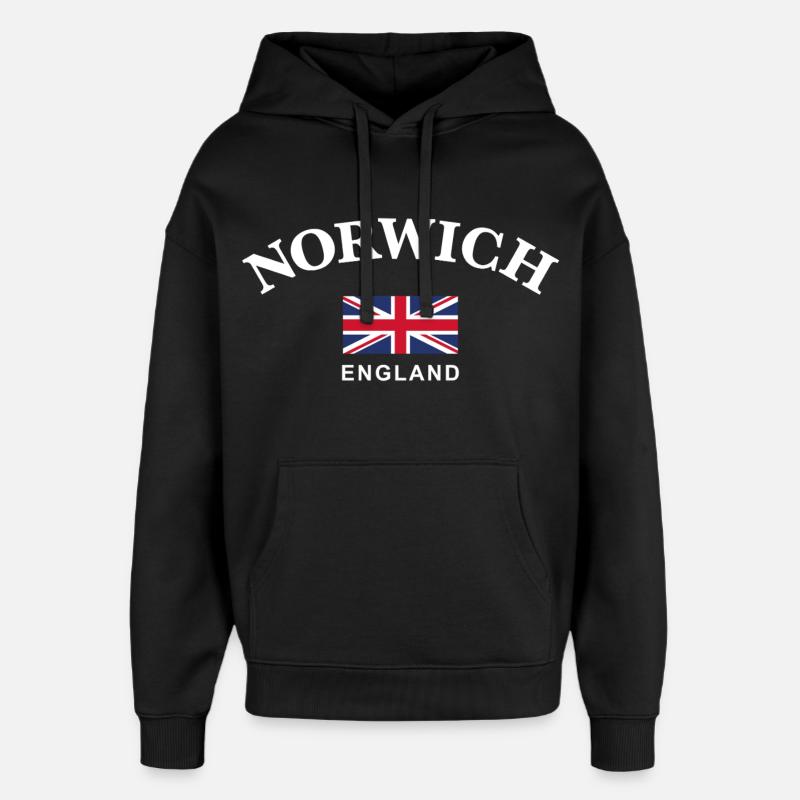 Norwich, Angleterre - Sweat à capuche unisexe Stanley/Stella Oversized - noir