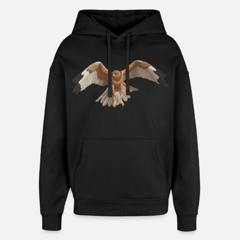 Marsh Harrier Circus aeruginosus - Oversized Unisex Hoodie by Stanley/Stella - black