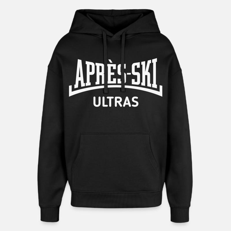 Ultra-Skis (Après-Ski / Concave / Blanc) - Sweat à capuche unisexe Stanley/Stella Oversized - noir