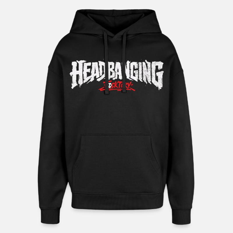 Logo de headbanging blanc - Sweat à capuche unisexe Stanley/Stella Oversized - noir