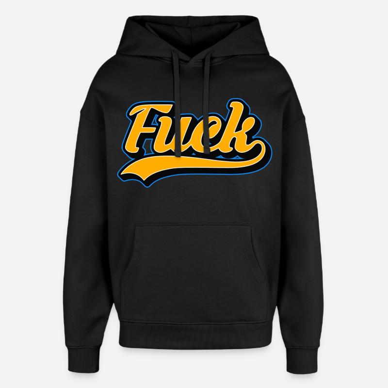 F-Word Retro Script - Oversized Unisex Hoodie by Stanley/Stella - black