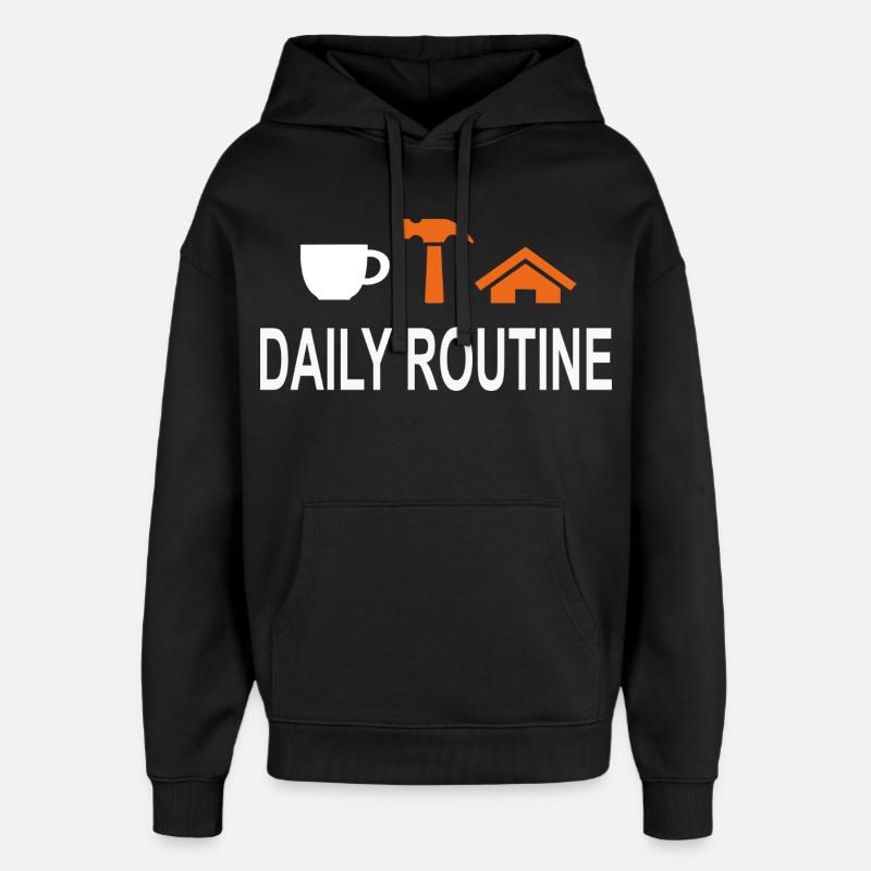 TäglicheRoutine, Daily Routine, Arbeit kann warten - Oversized Unisex Hoodie von Stanley/Stella - Schwarz