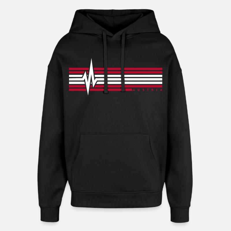Heartbeat Austria ECG Austria Austrians - Oversized Unisex Hoodie by Stanley/Stella - black