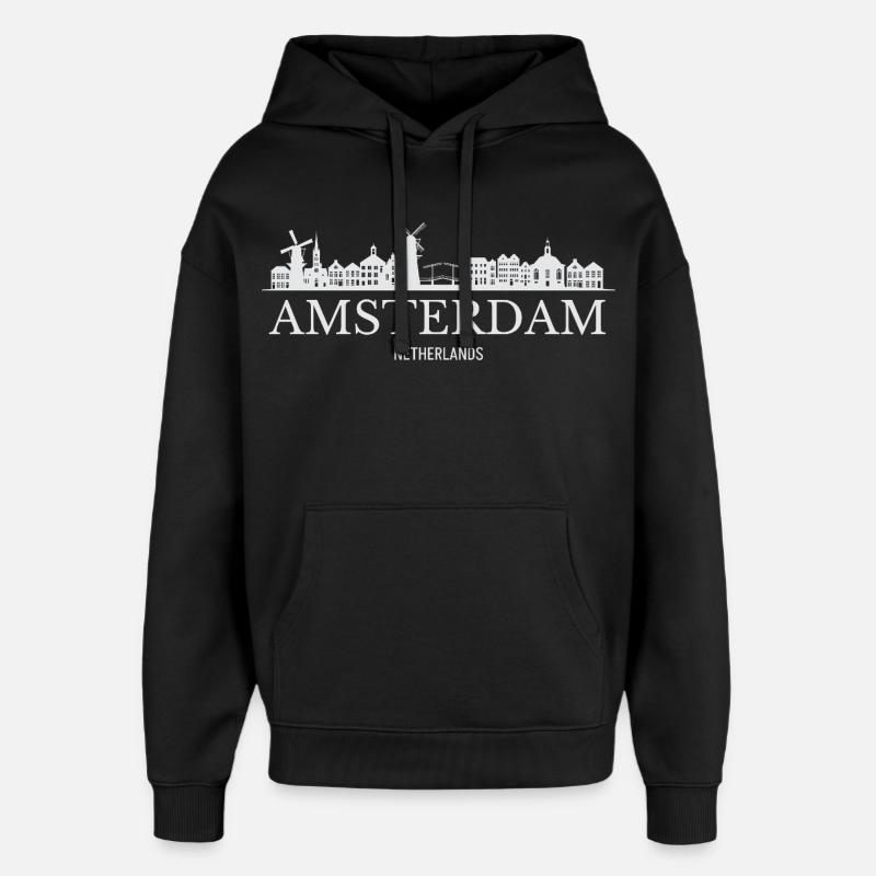 Silhouette d’Amsterdam, Amsterdam Pays-Bas - Sweat à capuche unisexe Stanley/Stella Oversized - noir