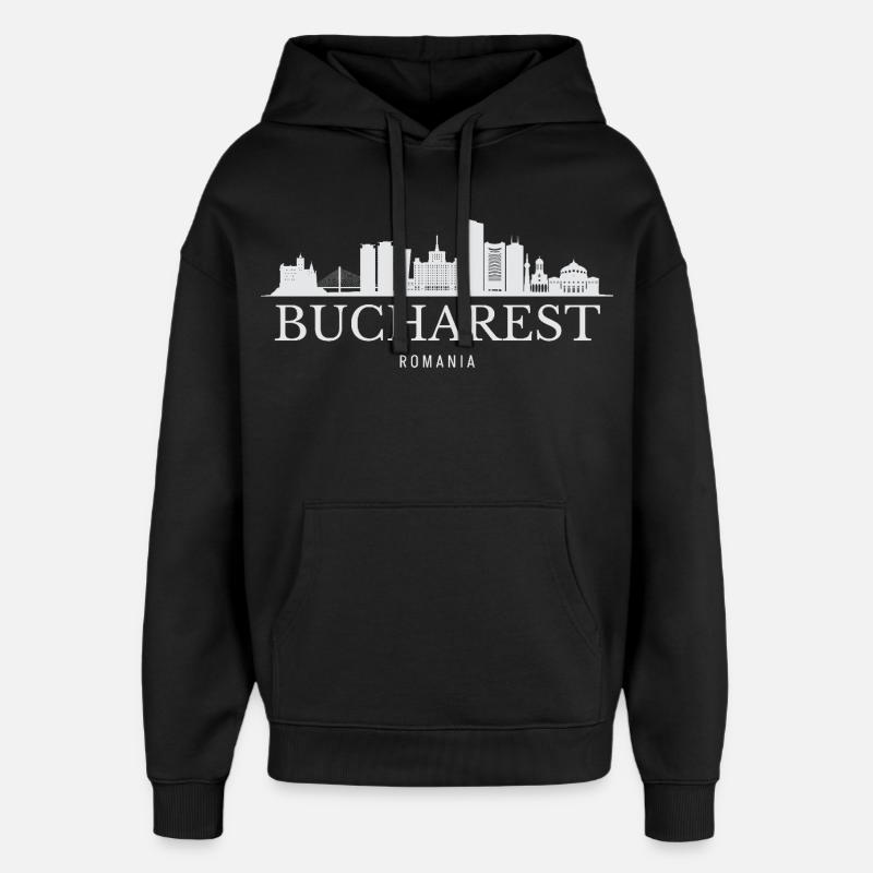 Silhouette de Bucarest, Roumanie de Bucarest - Sweat à capuche unisexe Stanley/Stella Oversized - noir