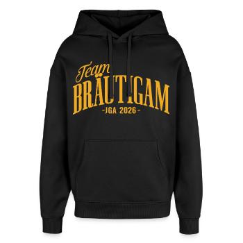 Team Groom Bachelor Party 2026 Bachelor Party - Oversized Unisex Hoodie by Stanley/Stella - black - Front - AI Model Female 172 light (172cm) & AI Model Male 185 light (185cm)