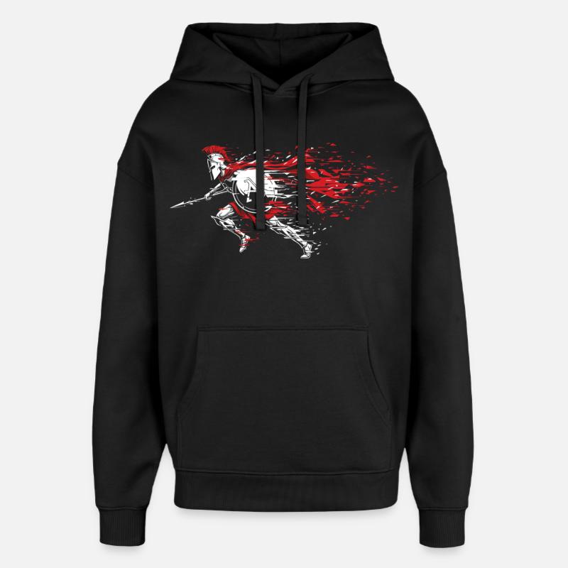 Spartiate Vitesse Éclats Mascotte Spartan Dash - Sweat à capuche unisexe Stanley/Stella Oversized - noir