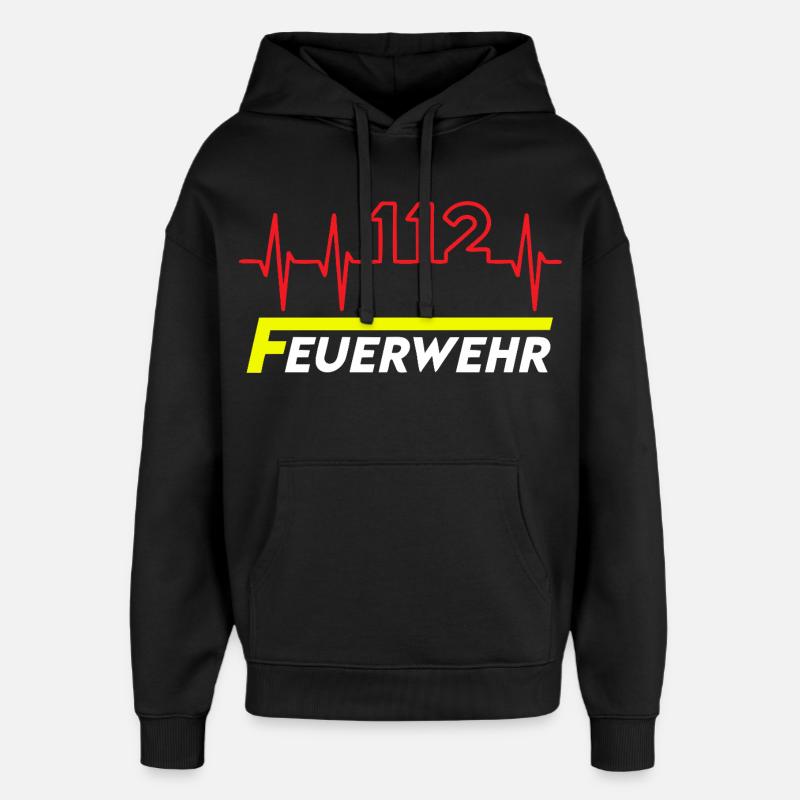 Feuewehr 112 - Oversized Unisex Hoodie von Stanley/Stella - Schwarz