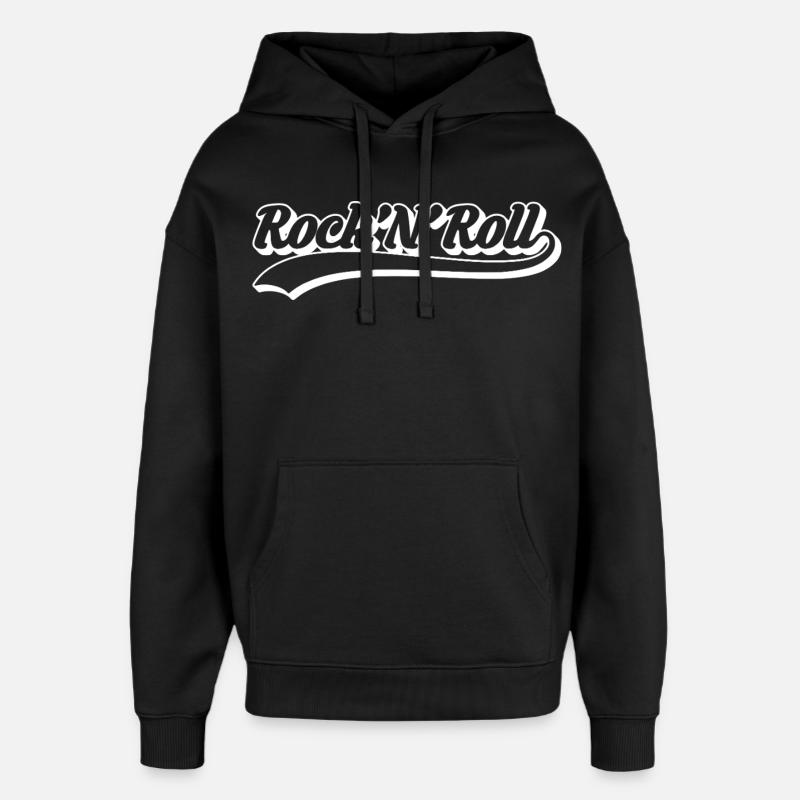 Rock 'N' Roll Retro Script - Oversized Unisex Hoodie by Stanley/Stella - black
