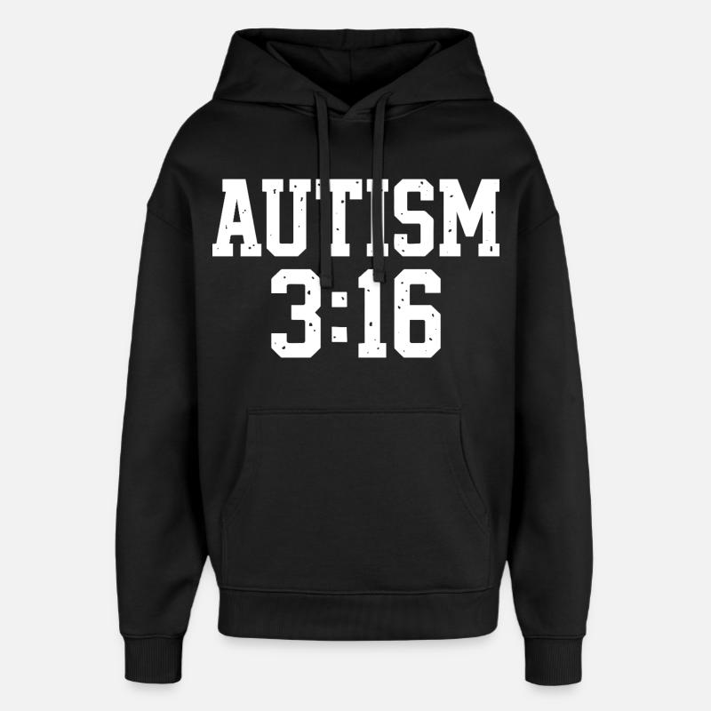 Autismeaccept-typografi - Hættetrøje unisex Stanley/Stella Oversized - sort