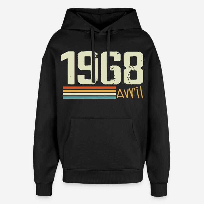 Né en avril 1968 - Sweat à capuche unisexe Stanley/Stella Oversized - noir