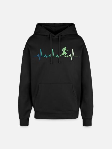 Fußball-Heartbeat-Fußballer - Oversized Unisex Hoodie von Stanley/Stella - Schwarz