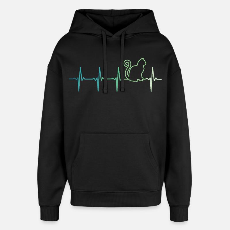 chat battement de coeur chats - Sweat à capuche unisexe Stanley/Stella Oversized - noir