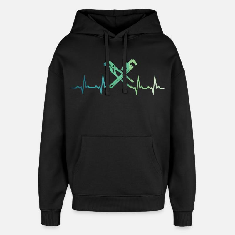 Chauffagiste battement de coeur de plombier - Sweat à capuche unisexe Stanley/Stella Oversized - noir