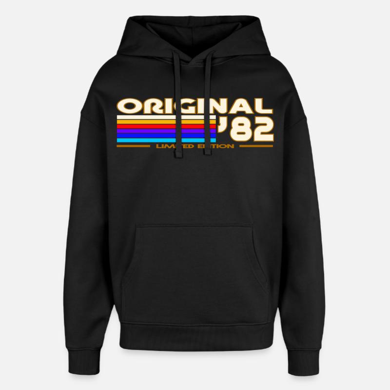 Original 82 Arc-en-Ciel Rétro - Sweat à capuche unisexe Stanley/Stella Oversized - noir