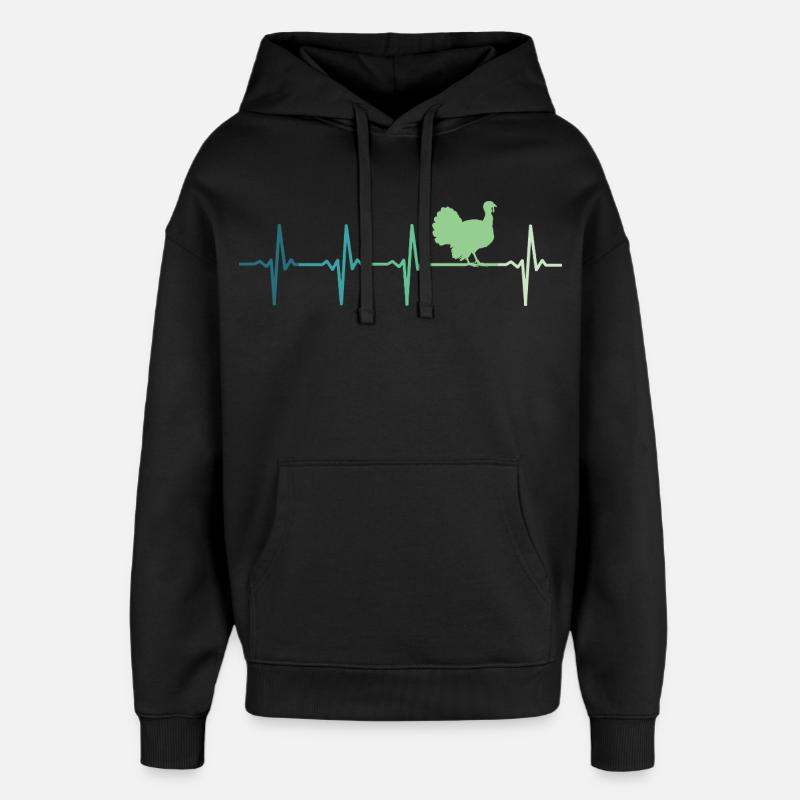 dinde Battement de cœur dindon - Sweat à capuche unisexe Stanley/Stella Oversized - noir