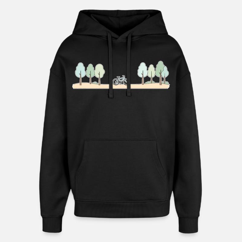 Forest Path Cycling Scene - Oversized Unisex Hoodie by Stanley/Stella - black