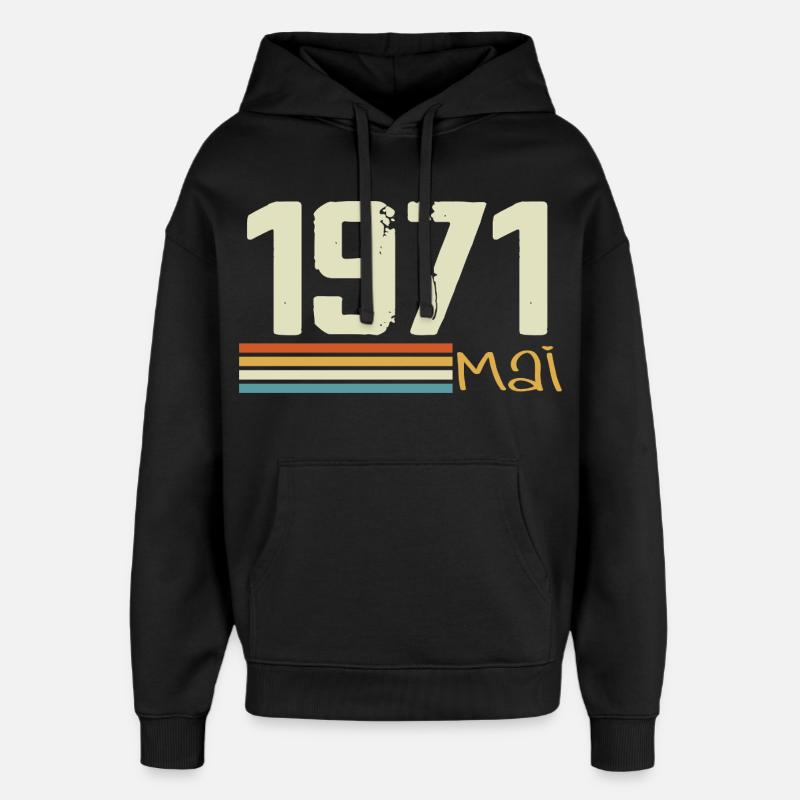 Mai 1971 - Sweat à capuche unisexe Stanley/Stella Oversized - noir