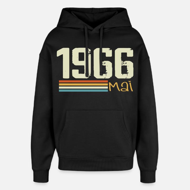 Mai 1966 - Sweat à capuche unisexe Stanley/Stella Oversized - noir