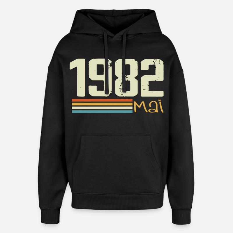 Mai 1982 - Sweat à capuche unisexe Stanley/Stella Oversized - noir