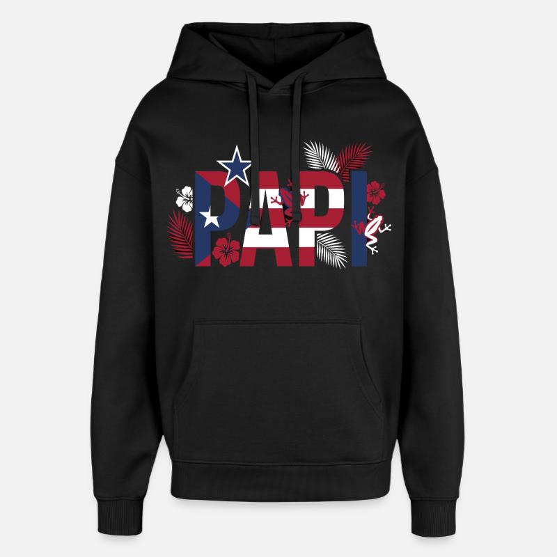 Papa drapeau Tropiques style Hawaï - Sweat à capuche unisexe Stanley/Stella Oversized - noir