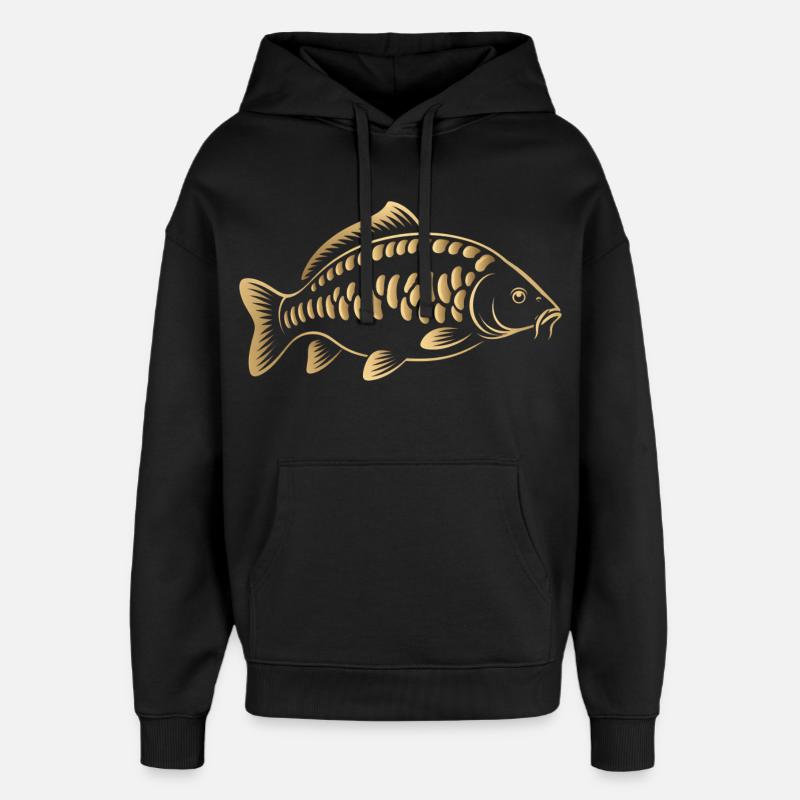 Karpfenfisch minimalistisches Angeldesign - Oversized Unisex Hoodie von Stanley/Stella - Schwarz