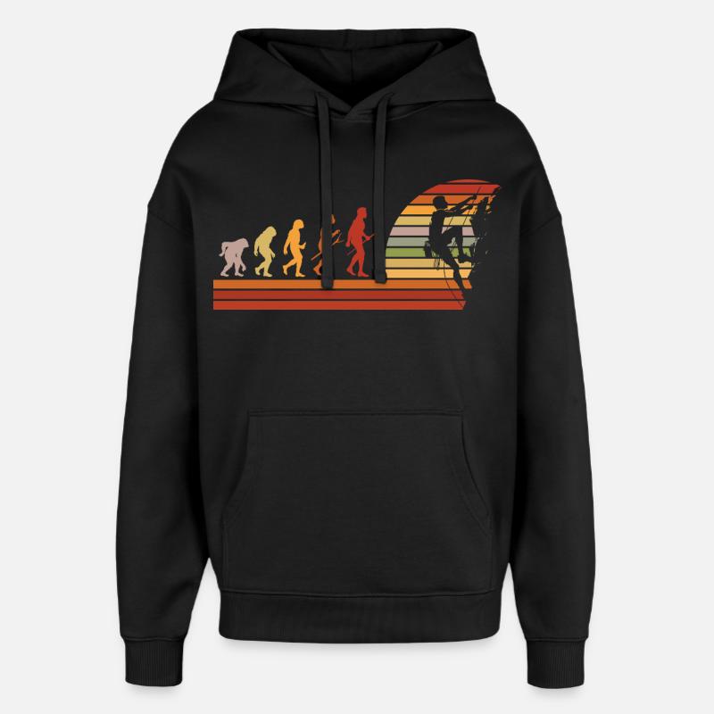 Evolution des Kletterns Retro Design - Oversized Unisex Hoodie von Stanley/Stella - Schwarz