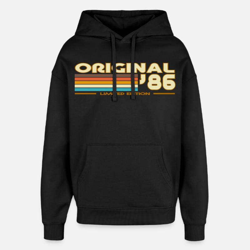 Original 86 Retro Rainbow - Oversized Unisex Hoodie by Stanley/Stella - black