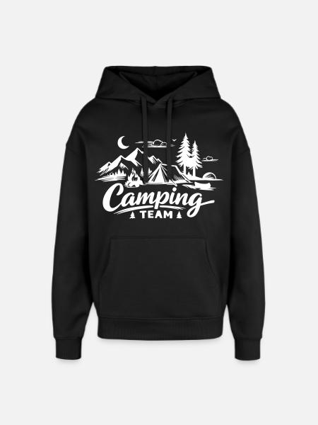 Camping Team - Oversized Unisex Hoodie by Stanley/Stella - black
