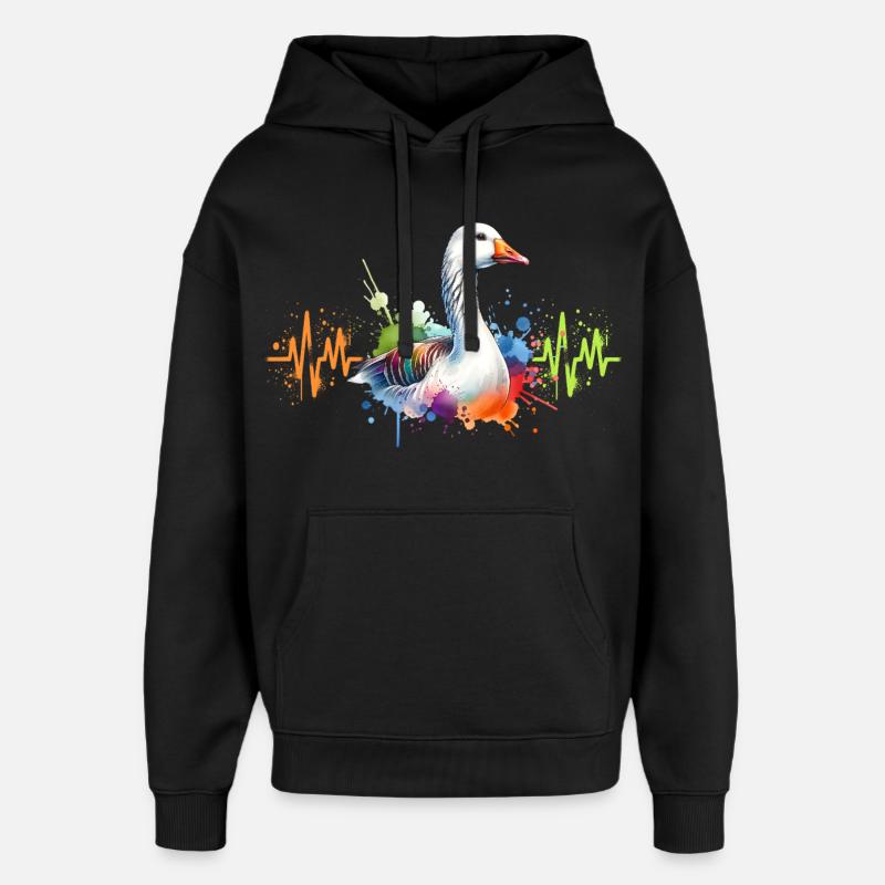 Ligne Cœur d’Oie - Sweat à capuche unisexe Stanley/Stella Oversized - noir
