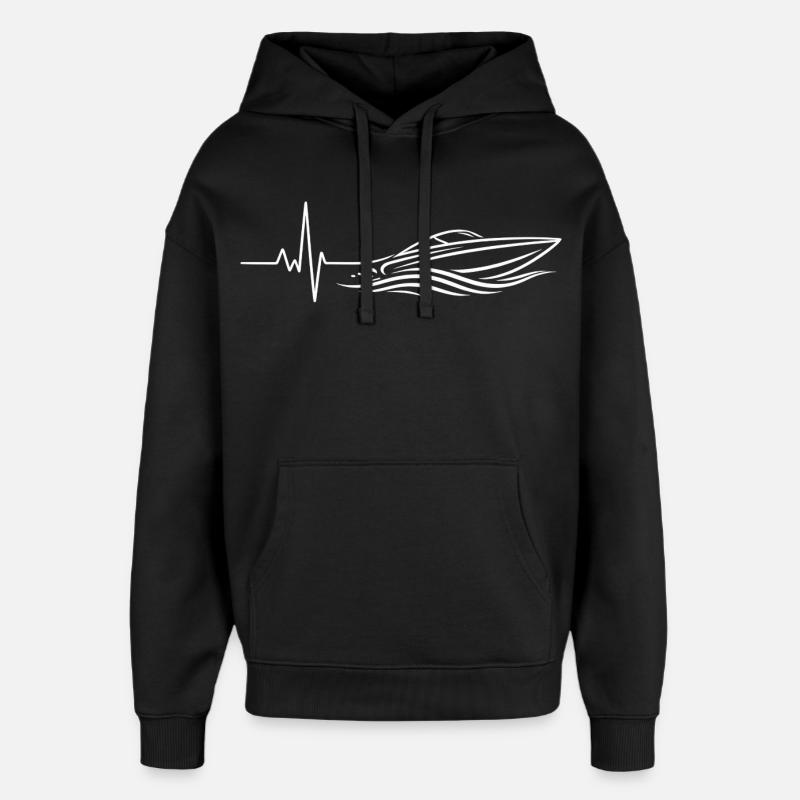 ECG de bateau - Sweat à capuche unisexe Stanley/Stella Oversized - noir