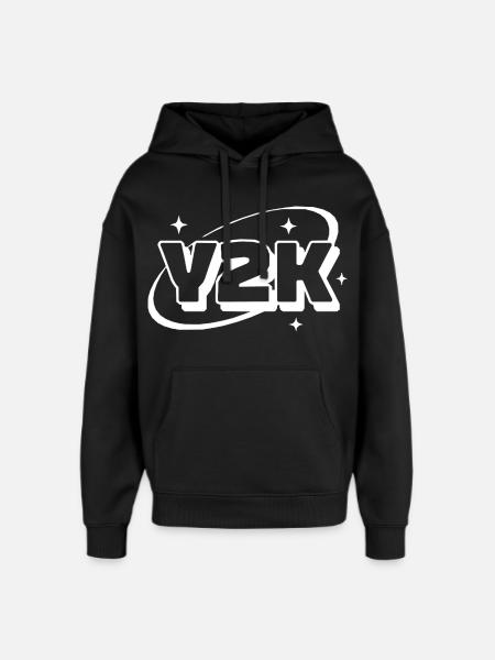 Y2K Neon Retro Stars - Oversized Unisex Hoodie by Stanley/Stella - black